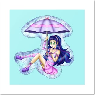 Umbrella anime girl Posters and Art